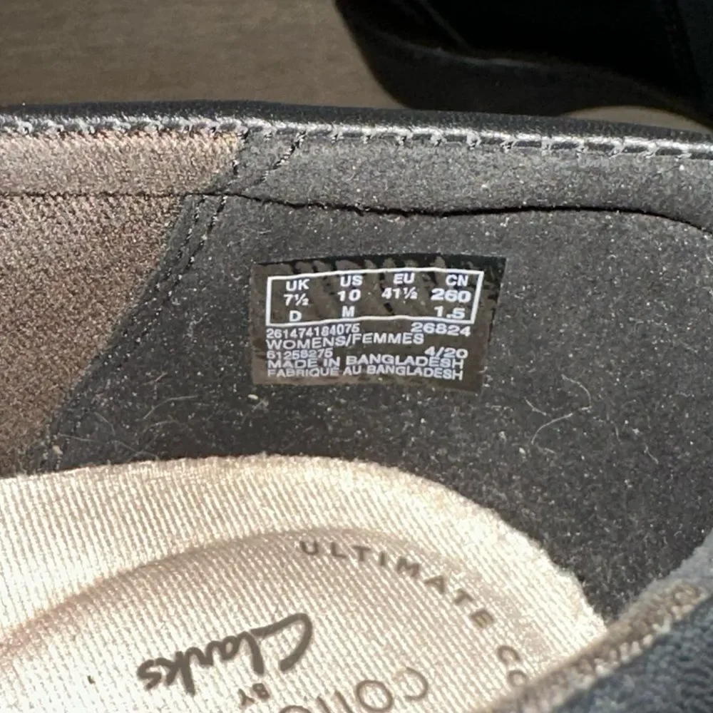 Clarks Collection Black Leather Slip-on Shoes 10